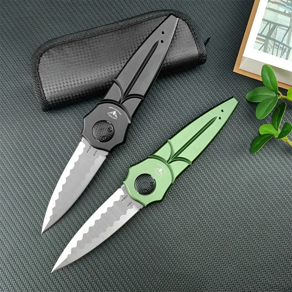 Tactical PARAGOD Piranha Outdoor Tactical Folding Knife D2 Blade Aluminum Alloy Handle Camping Hunting Pocket Knives EDC Tool