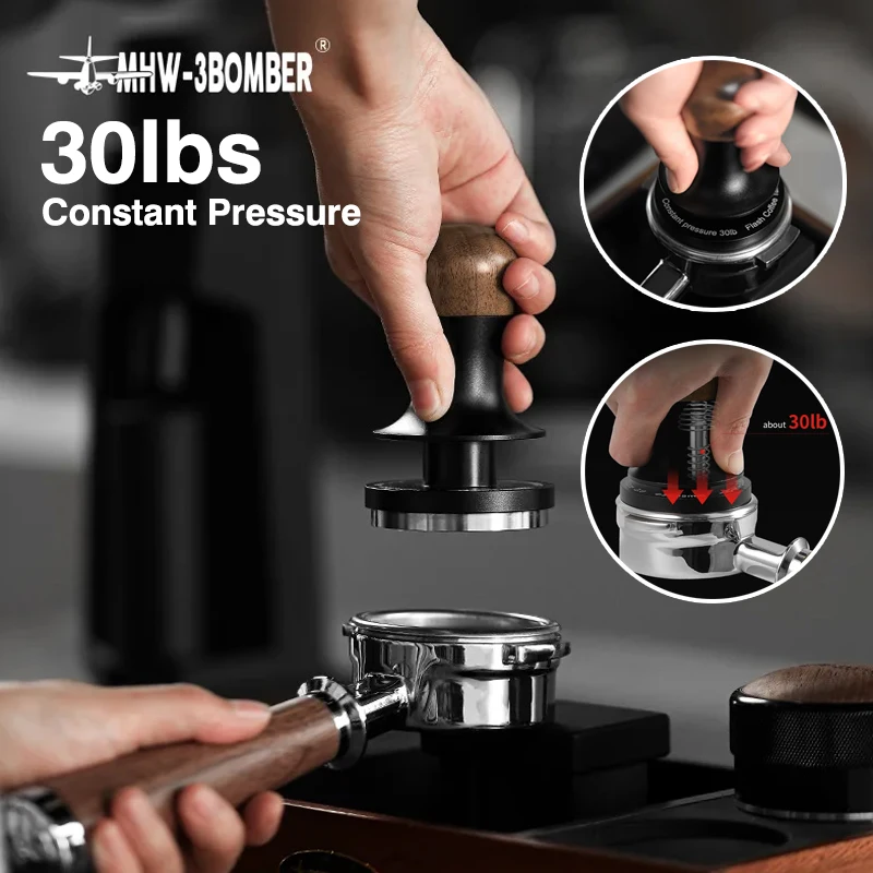 

MHW-3BOMBER 30lbs Coffee Tamper 51/53/58MM Espresso Flat Tampers,3 Calibrated Springs,Constant Pressure Barista Tool Accessories