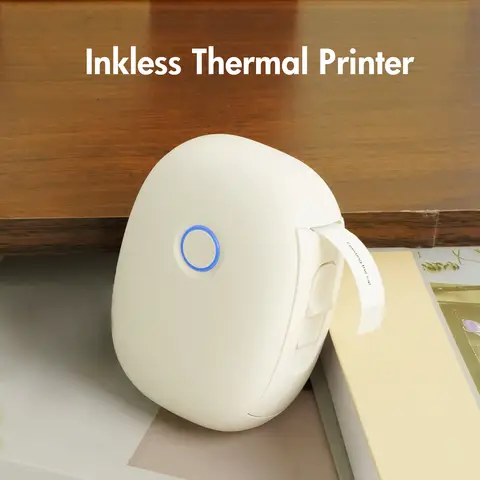 Mini stampante termica portatile senza inchiostro wireless Etichettatrice tascabile Bluetooth Studio domestico con carta per etichette adesive da 1 rotolo