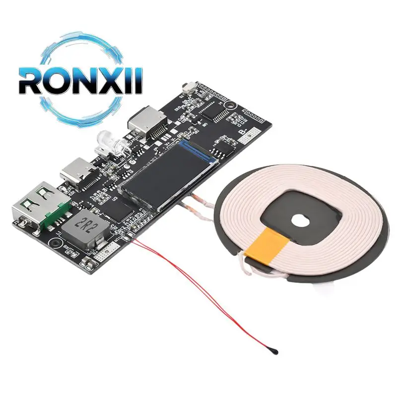 QC Color Screen DIY 22.5W Wireless Charging Motherboard PD Bidirectional Super Fast Charging Mobile Power Module