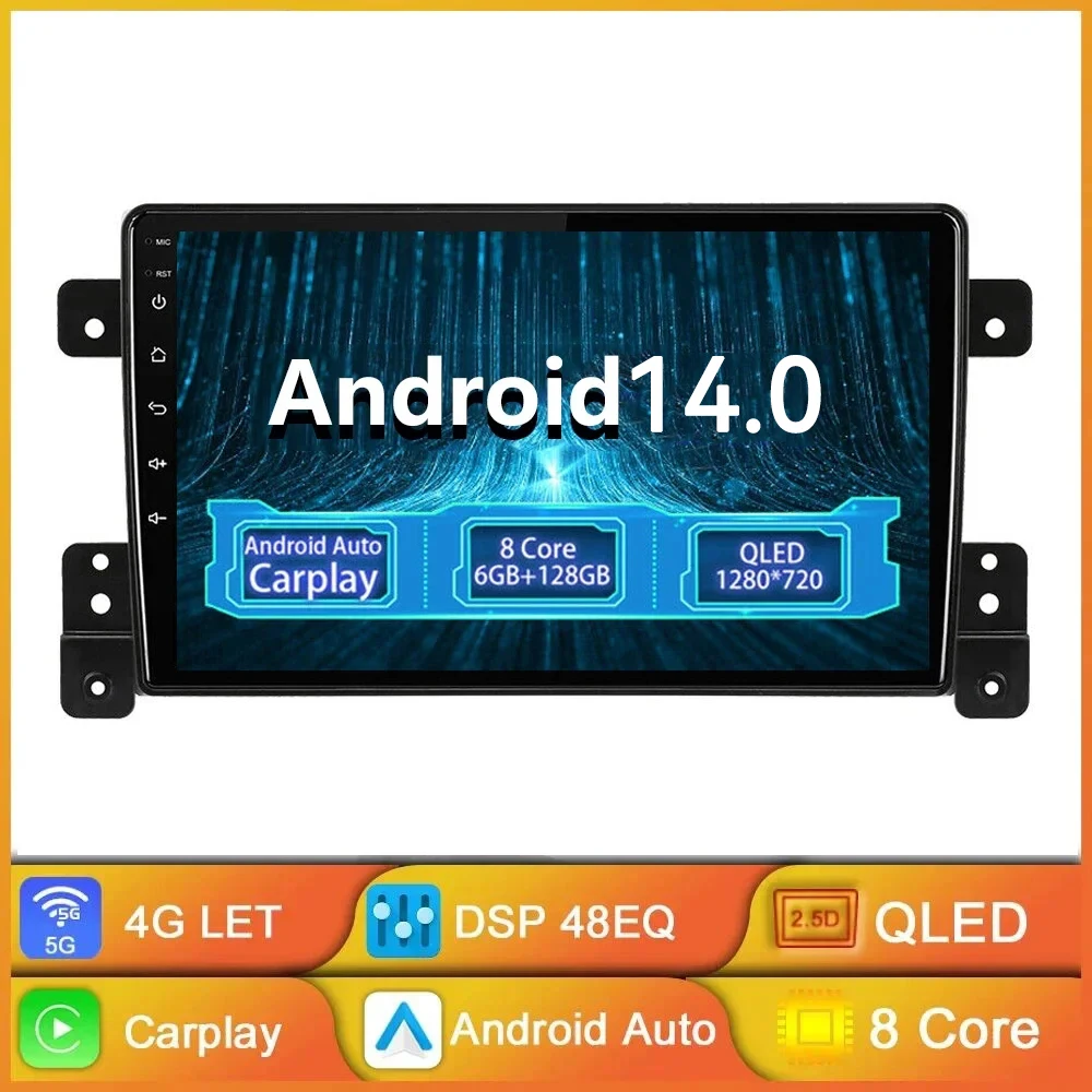 

For Suzuki Grand Vitara 3 2005 - 2015 Android 14.0 DSP Car Radio Auto Carplay Stereo Player WiFi Wireless Carplay GPS Navigation