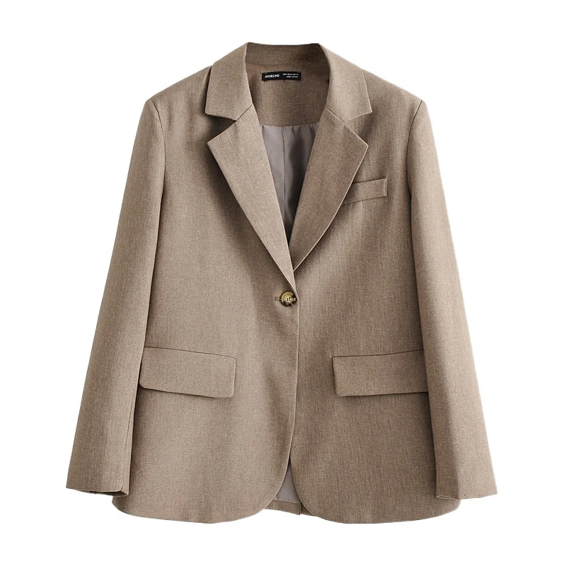 BANA Large Size Women's Commuter One Button Loose Suit Small Western Style Polyester Fabric Pure Color Office Wear