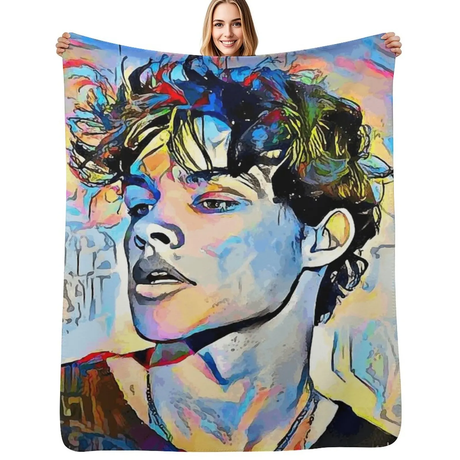 Manta con diseño de retrato de Curran Walters, manta cálida de franela para sofá, silla, dormitorio