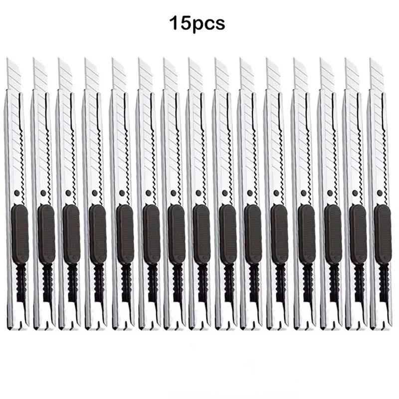 10/15pcs Utility Knife Stainless Steel Paper Cut Box Cutter Tools Kit Non-Slip Blades Unboxing Knife Handicraft Carving Tools