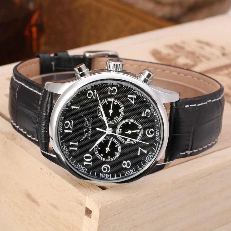 JARAGAR Luxury Replica Six Hands Multifunctional Automatic Man Watches Leather Elegant Mechanical Waterproof Male Wrist Clock