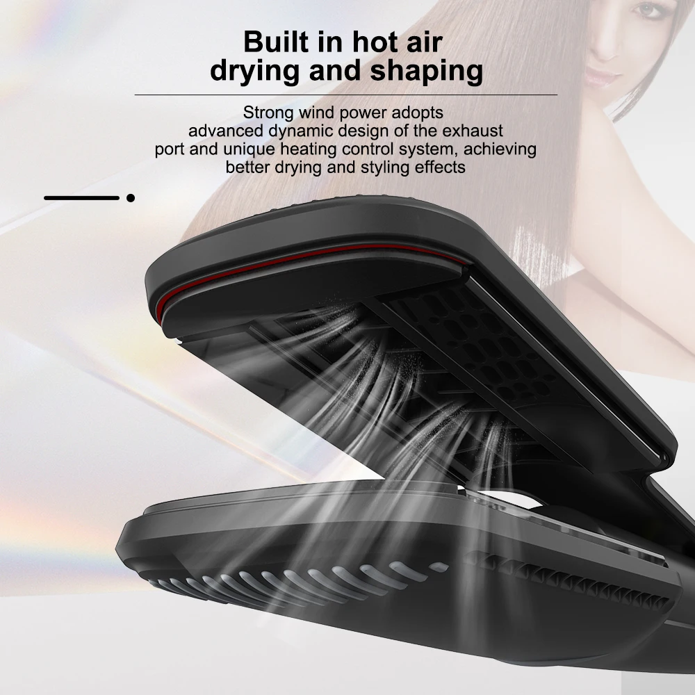 2 in 1 Ceramic Coating Hot Air Hair Straightener Dry and Style Simultaneously Hot Air and Straight Function Switch Freely