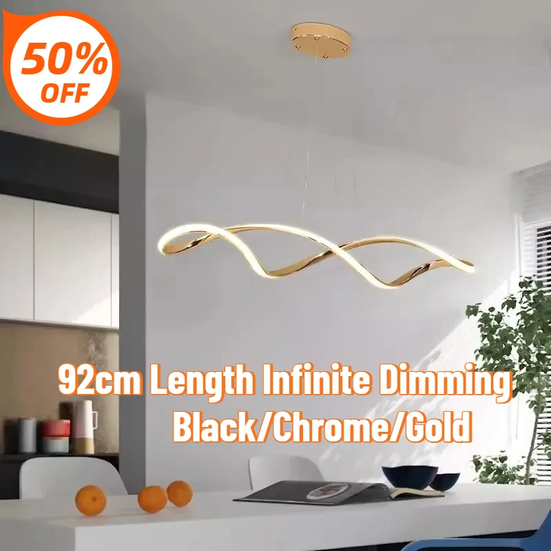 

Gold/Chrome/Black/White Remote Control Pendant Lights Led Pendant Lamp Modern Led Chandeliers for Dining Room Living Bedroom