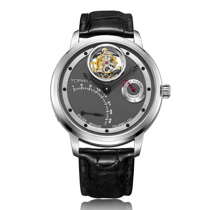 Relojes Tourbillon automáticos de lujo TOPHILL, reloj de pulsera mecánico con calendario de movimiento hueco automático para hombres, zafiro resistente al agua