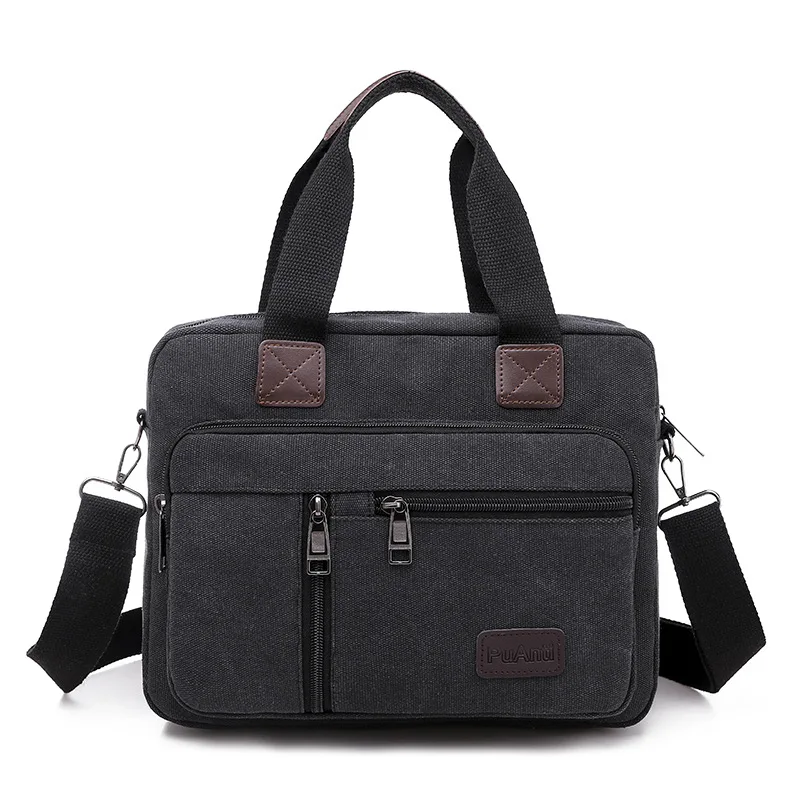 Canvas Men\'s Shoulder Bag New Large capacity Handbag Leisure Travel Business Shoulder Bag Hunged Retro Crossbody Briefcase