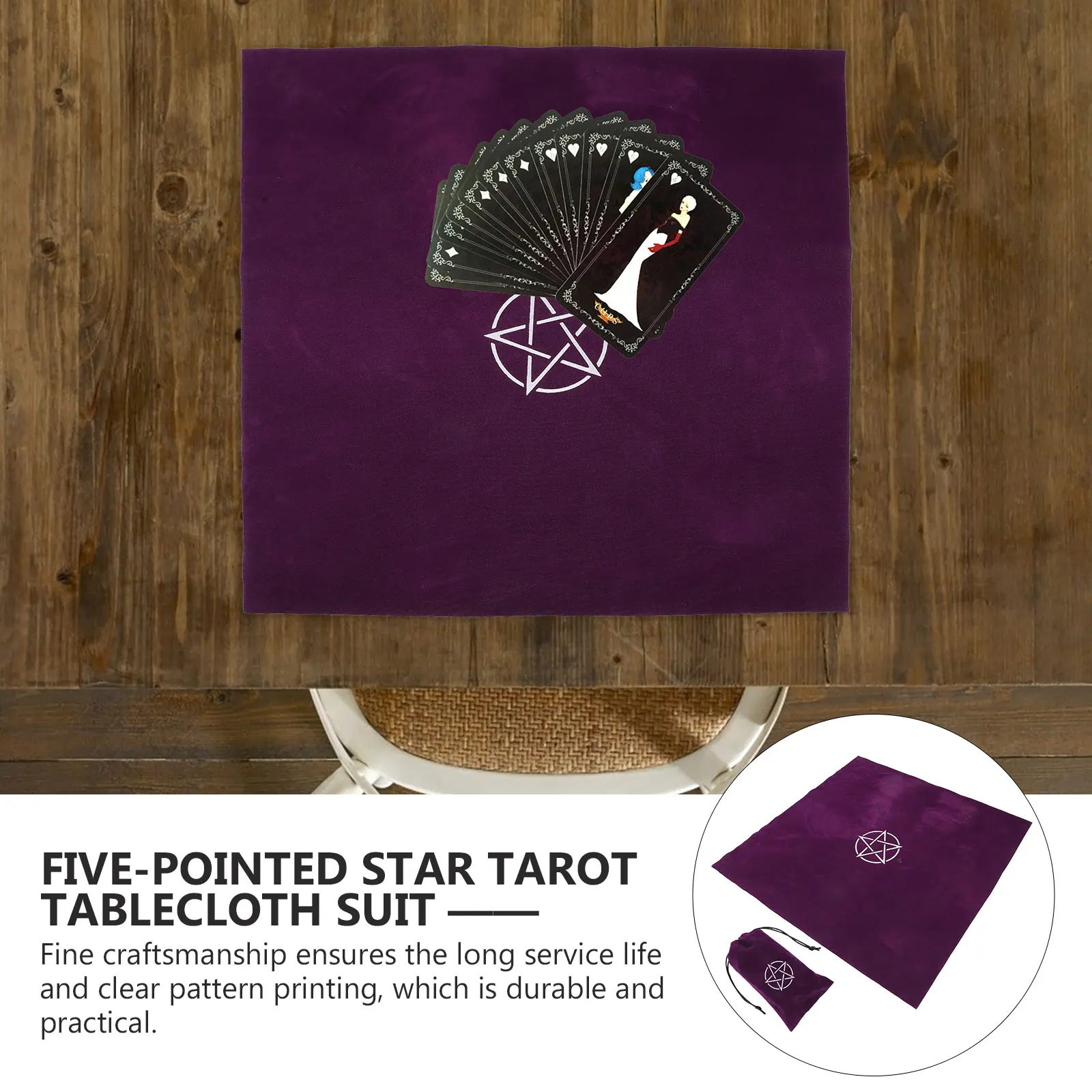 1 Set Tarot-Tischdecke, Premium-Wahrsagerei-Wandteppich, langlebig, Spiel-Schreibtisch-Tuch, glattes Dekor, quadratische Requisite zum Lesen von Karten