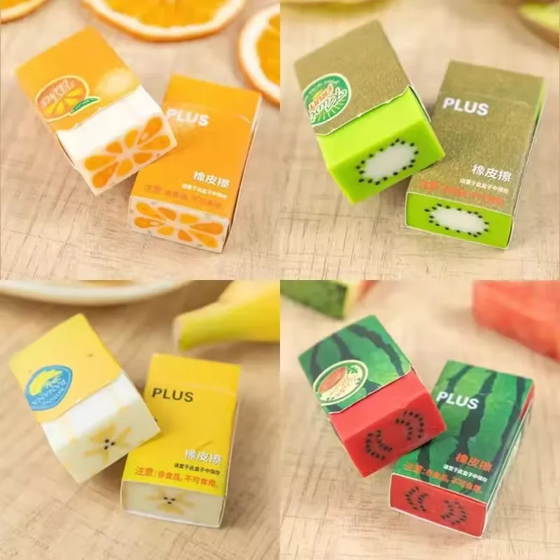 

New Japan PLUS Fruit Eraser Cute Watermelon Banana Kiwi Orange Kawaii Stationery Pomelo, Durian, Dragon Fruit, Bamboo