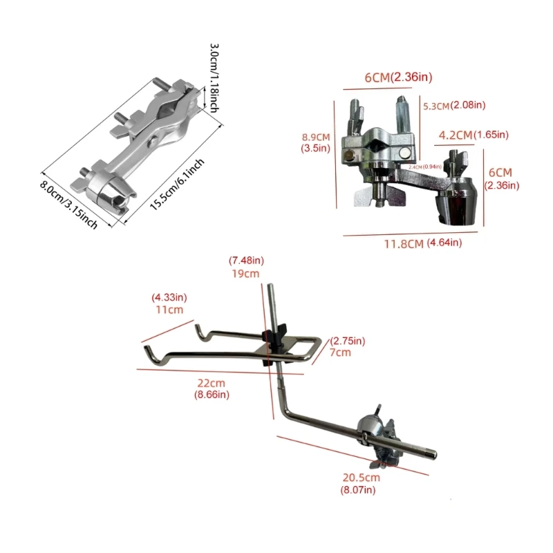  Drum Support Extension Clamp Drum Stand Drum Hardware Drum Mounts and Assembly Hardware Instrument Part Double Design