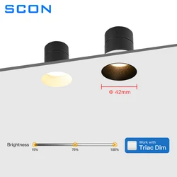 SCON Smart Triac Dimming LED Downlight Borderless Embedded Anti Glare 5W COB Spotlight Lampa sufitowa do salonu Sypialnia