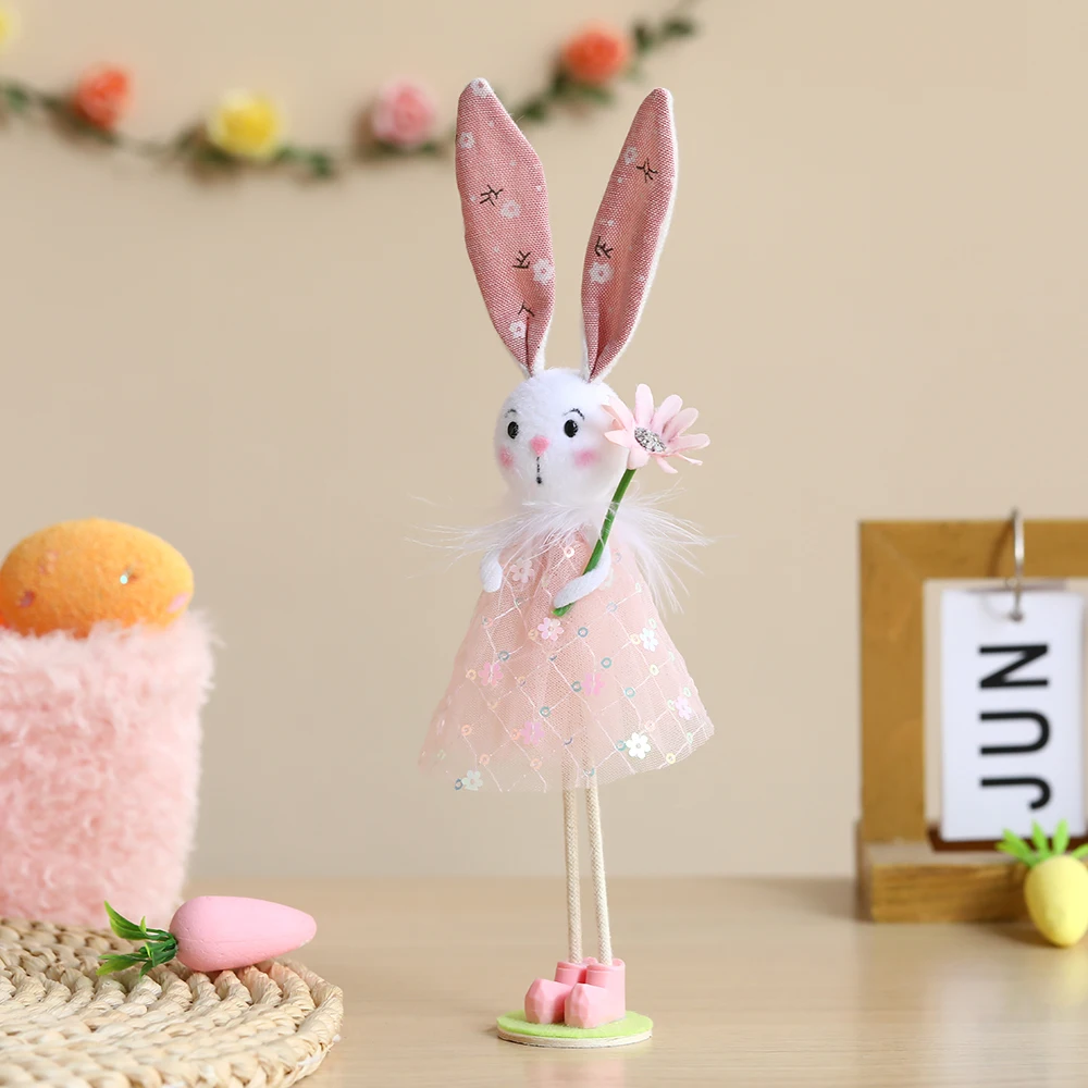 Jupe en Gaze de Lapin Rose et Jaune de 24cm, Fournitures de Décoration pour ixde Pâques, Anniversaire, Mariage, Cadeau pour Enfant