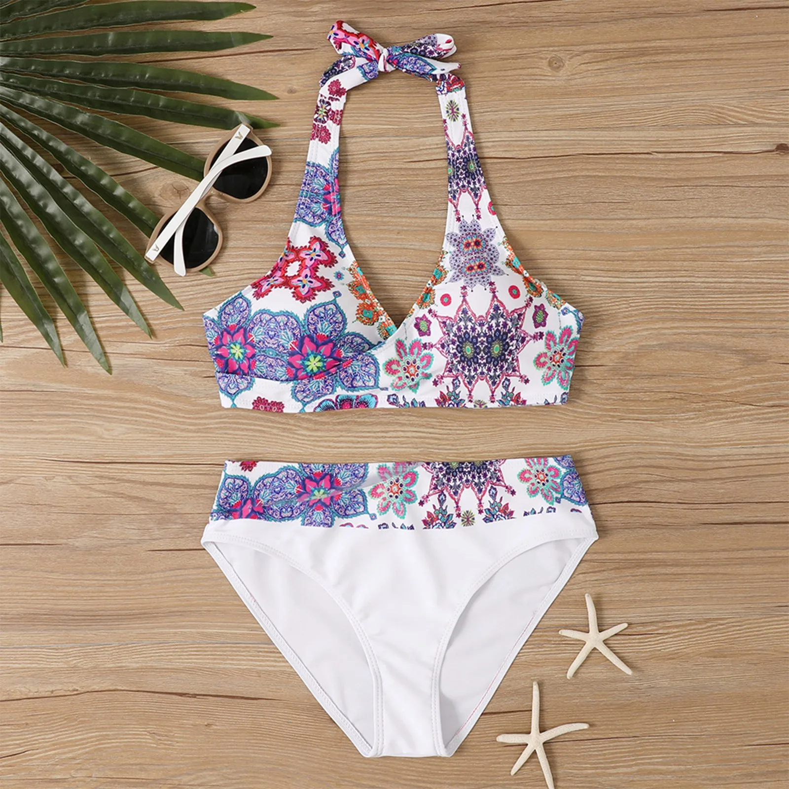 Bkini Sport Style Split Printing Women's Beachwear Two-Pieces High Waist 2025 Women Swimsuit Beach Wear trajes de baño mujer