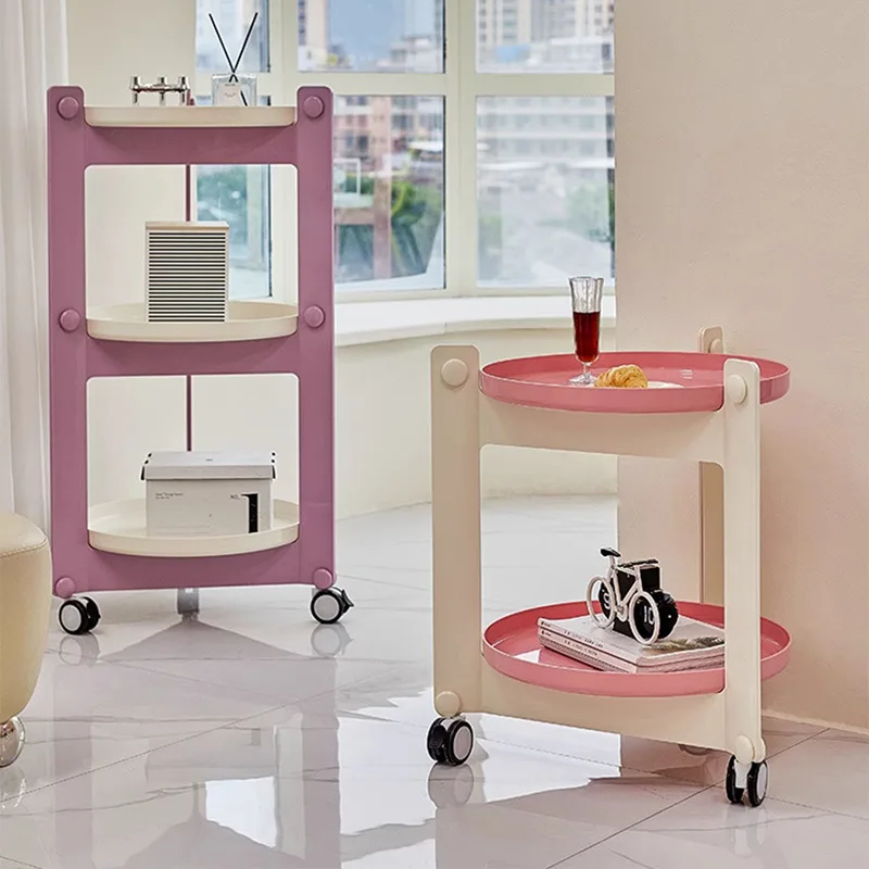 

Nordic simple wheeled cart bedside small apartment round table