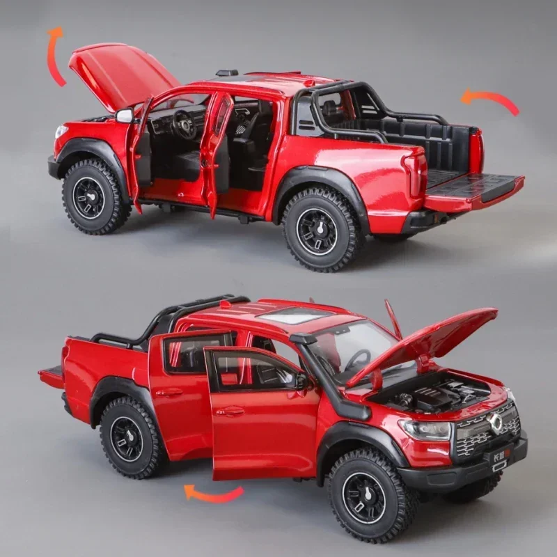 1:24 Grote Muur Motor Gwm Kanon Poer Off Road Suv Legering Diecast Auto Model Geluid & Licht Collectie Van Hobby Decoratieve Cadeau Jongen