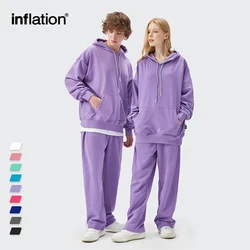 INFLATION Oversized Hooded Tracksuit Men Streetwear Blank Hoodie Set Unisex Sweatpant Set Men Spring Leisure Jogging Suit