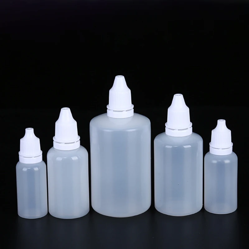 50pcs Eye Drop Bottles Empty Eyedrops Vial with Lid Plastic Dropper Bottle Squeezable 3ml 5ml 10ml 15ml 20ml 30ml 50ml 100ml