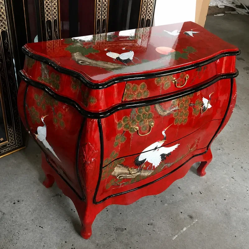 China Red Solid Wood Two Bucket Cabinet Ming Qing Classical Furniture Songhe Yannian Decorative Locker Wholesale