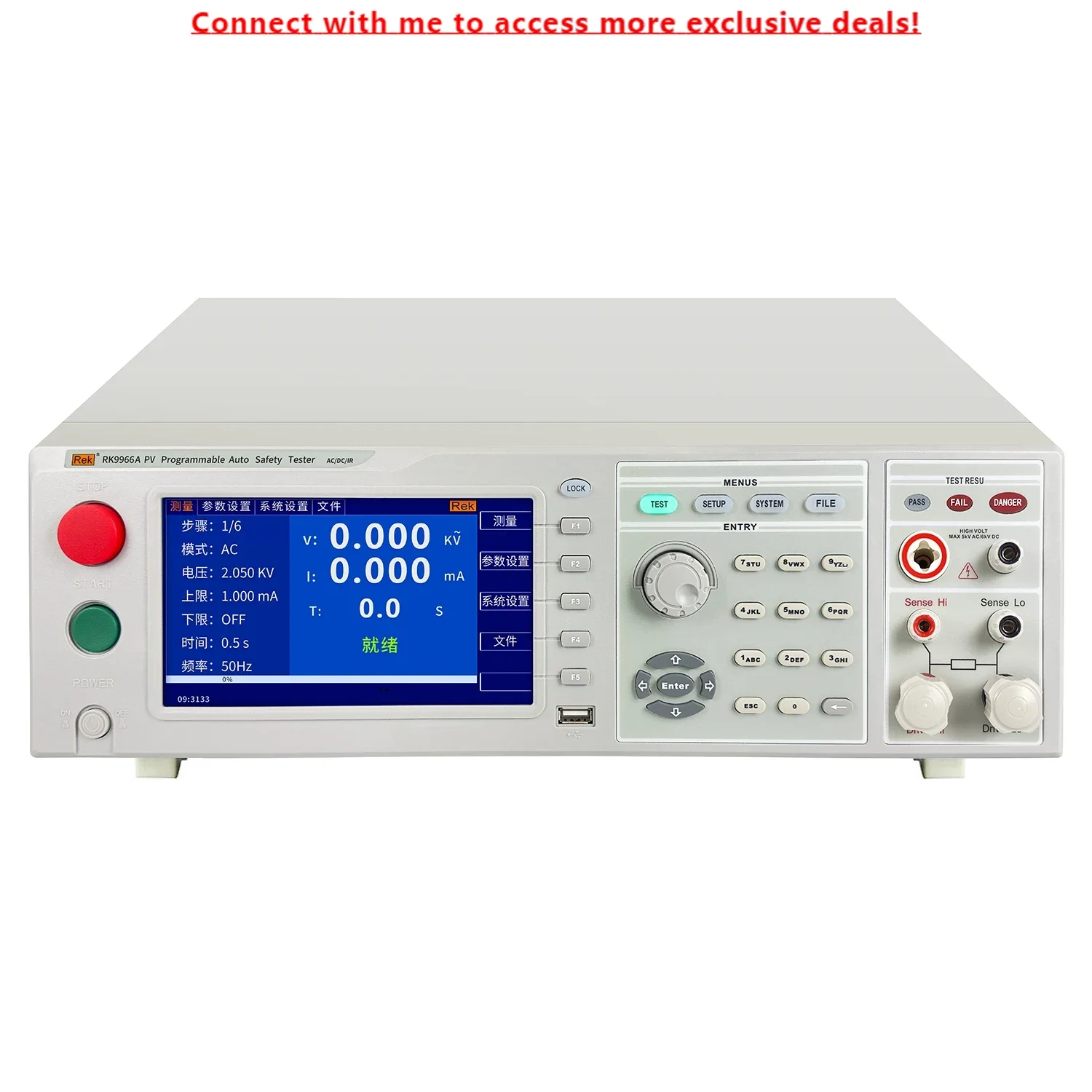 

Rek RK9966B Program Control Safety Comprehensive Tester 4 In 1 AC DC Withstand Voltage Tester 0.05kV 5kV Hi-pot Tester