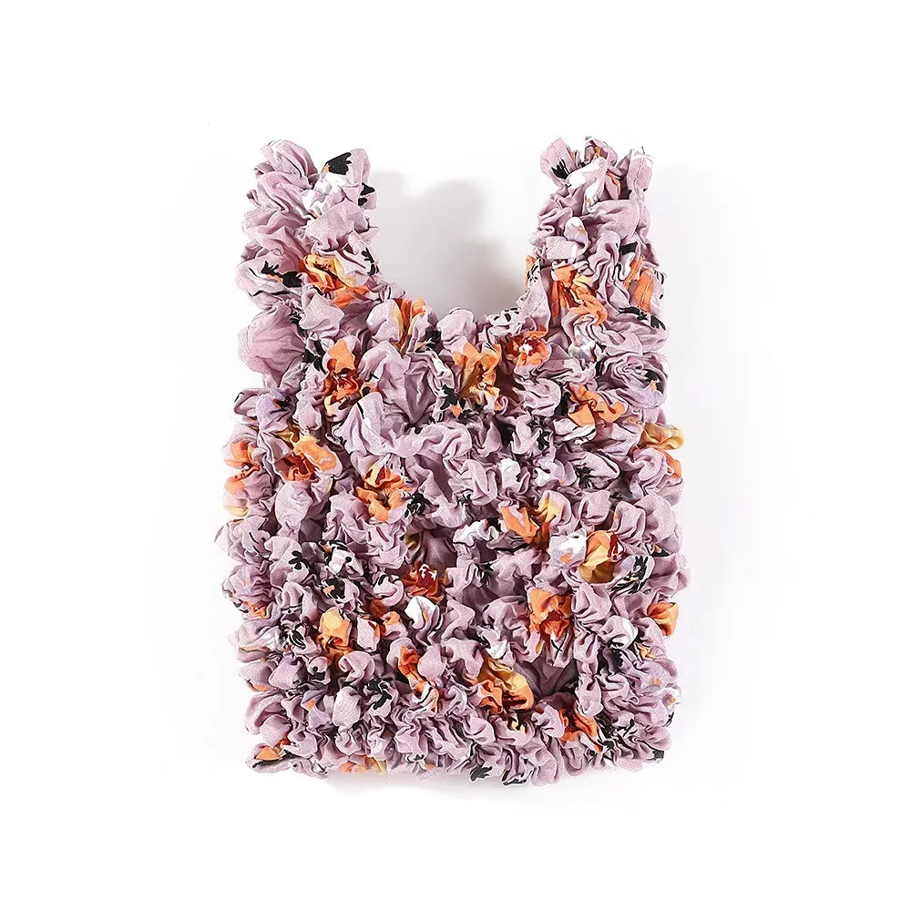 

Reusable Bubble Foldable Stretch Bag Large Capacity Multi Purpose Pleated Flexible Handbag Shopping Bag Chiffon