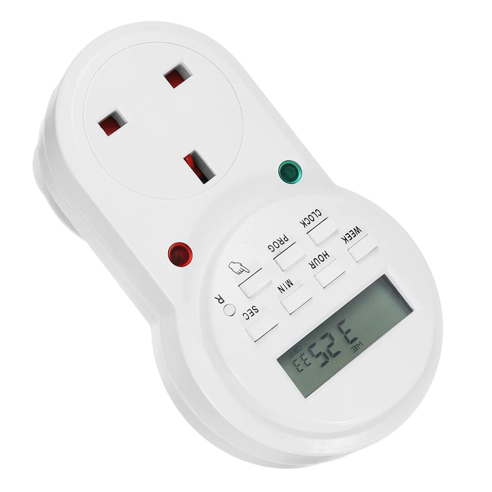

Digital Programmable Timer Socket Plug Wall Energy-Saving Home Lights Heater Appliances Uk Plug White 8 On Day