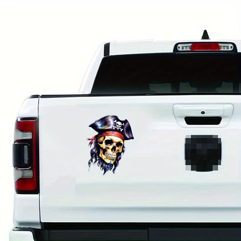 Pirate Skull Vinyl Decal - Waterproof, Glossy Finish, Unique Shape, Single-Use Sticker for Cars, Laptops, Water Bottles & Phones