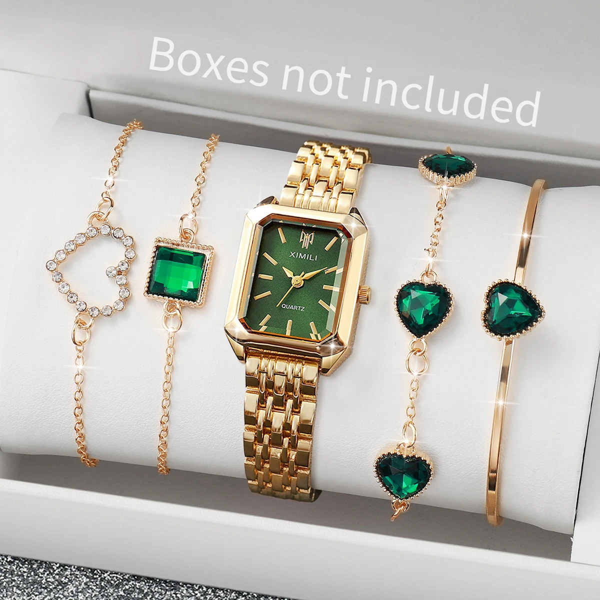 5pcs/set Women's Luxury Exquisite Watch Fashion Retro Quartz Watch With Bracelet Set Gift for Girls (Box Not Included)