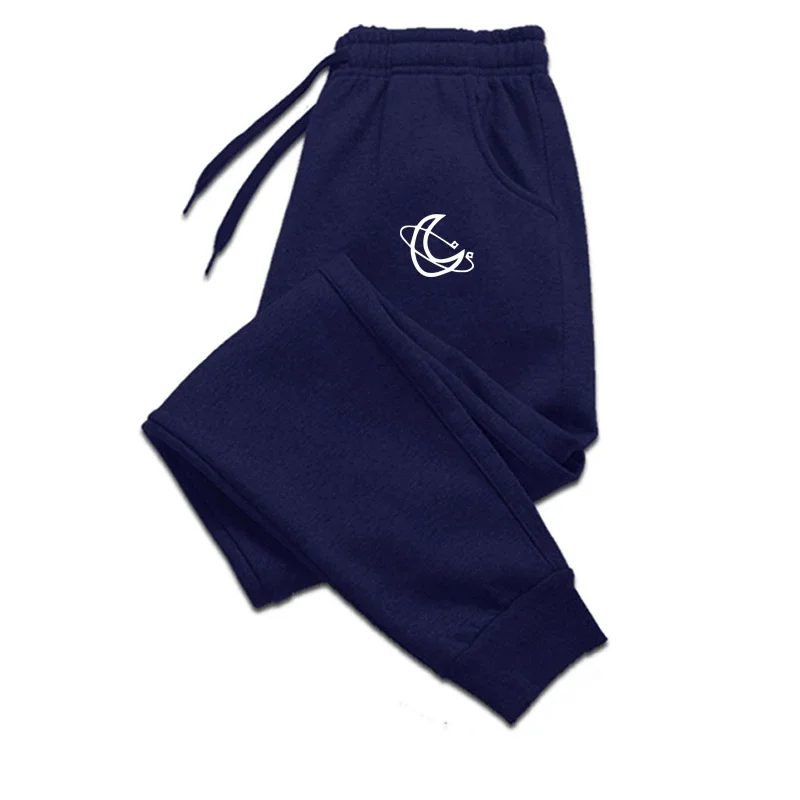 Moon Printed Autumn Winter Men's Sweatpants Solid Jogging Fleece Home Tracksuit Sport Fitness Trousers Casual Warm Male Pants