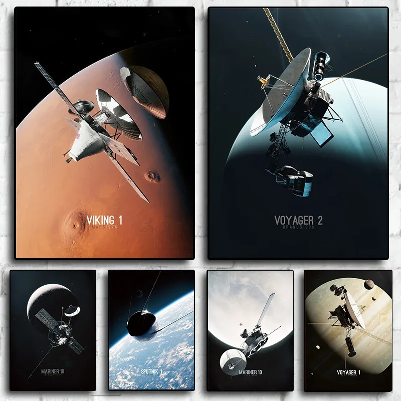 Lienzo de exploración del sistema solar, sondas de la NASA, decoración de pared con Mariner, 10 misiones de mensajero, astronomía moderna, impresión de planetas
