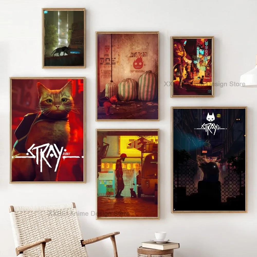 1pc Modern Interior Wall Decoration Hanging Painting Game Stray Poster Sticker Bedroom Living Room Cafe Mural