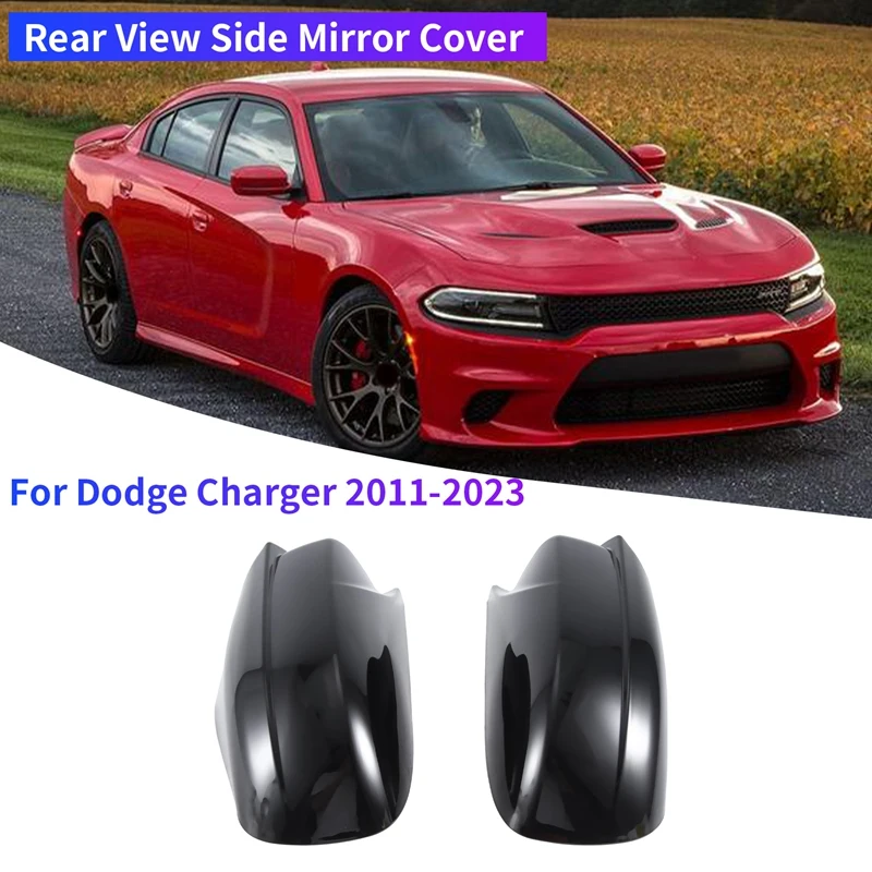 

Fits For Dodge 2011-2023 Charger M Style Glossy Black Rear View Side Mirror Cover Cap