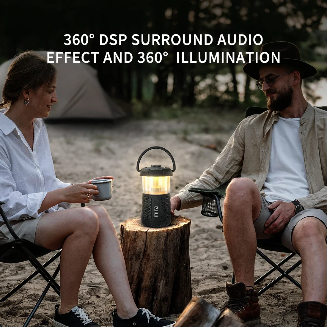 Outdoor Bluetooth Speaker with Lantern - 360 Sound, IP67, 38H Playtime