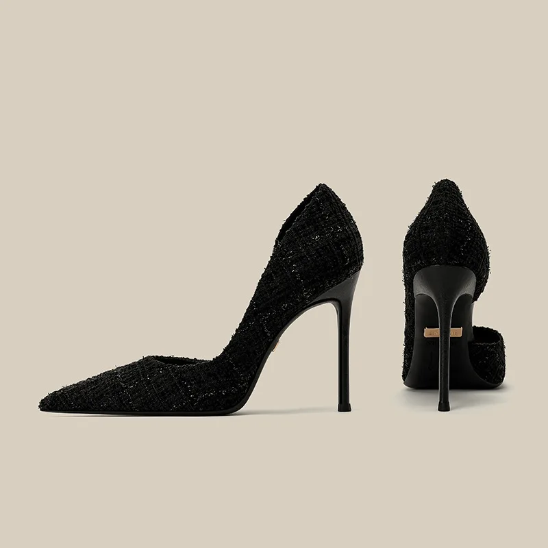 Black Side Empty High-Heeled Shoes, New Versatile Style, Socialite Commuting Work Shoes, Comfortable Single Shoes
