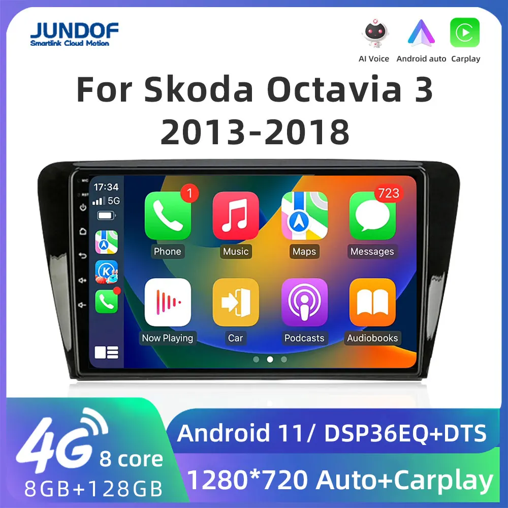 

Jundof 10.1" 4G Carplay 2din Android 11.0 Car Radio Multimedia Player Navigation GPS For Volkswagen SKODA Octavia 3 A7 2013-2018