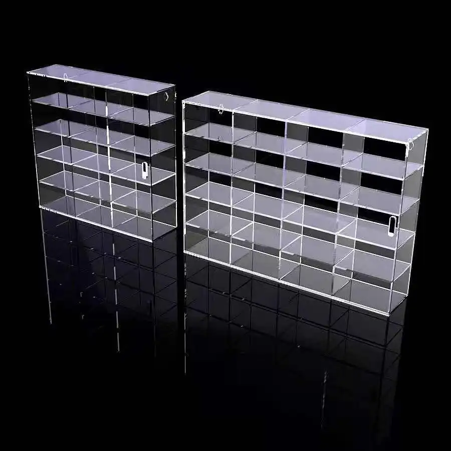 1:64 Transparent Acrylic Display Cabinet Hangable Car Model Display Box Blind Box Toy Storage Box 15/20 Compartments