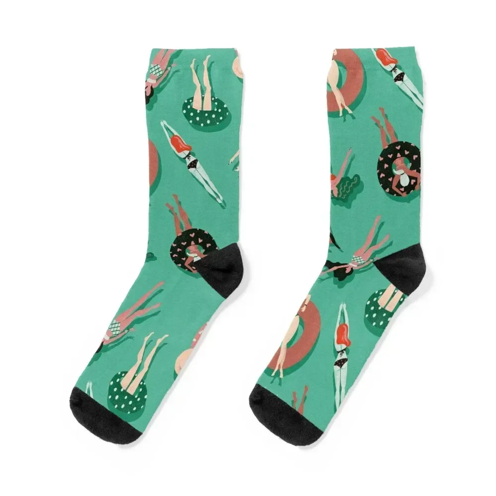 Swimming Ladies – Mint & Red Palette Socks custom sports cycling cartoon Socks For Men Women's