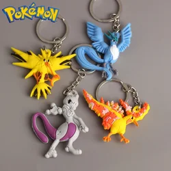 LLavero de Anime de Pokémon Mewtwo Articuno Moltres Zapdos, modelo de PVC, llavero de bolsa, accesorios colgantes, juguetes para niños, regalos de cumpleaños