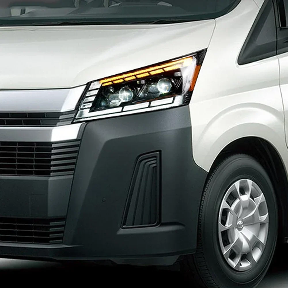 

Автомобильные передние фонари для Toyota Hiace 2019-2022, новое обновление, динамический двойной проектор, два объектива, светодиодный дневной свет, горячая распродажа, аксессуары