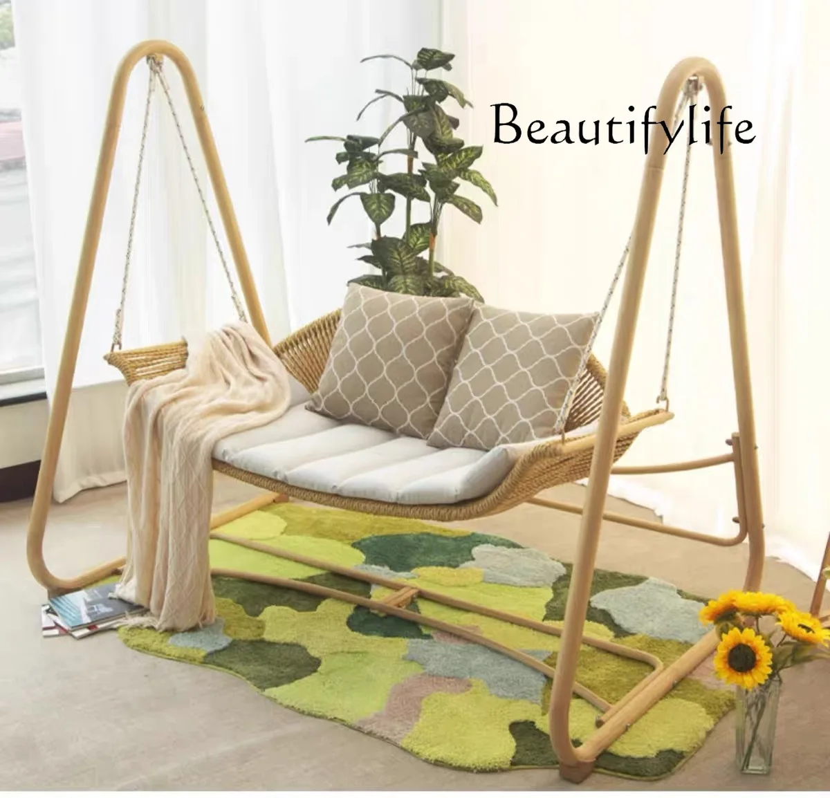 Outdoor Swing Glider Hanging Basket Rattan Chair Lazy Indoor Cradle Chair Balcony Courtyard