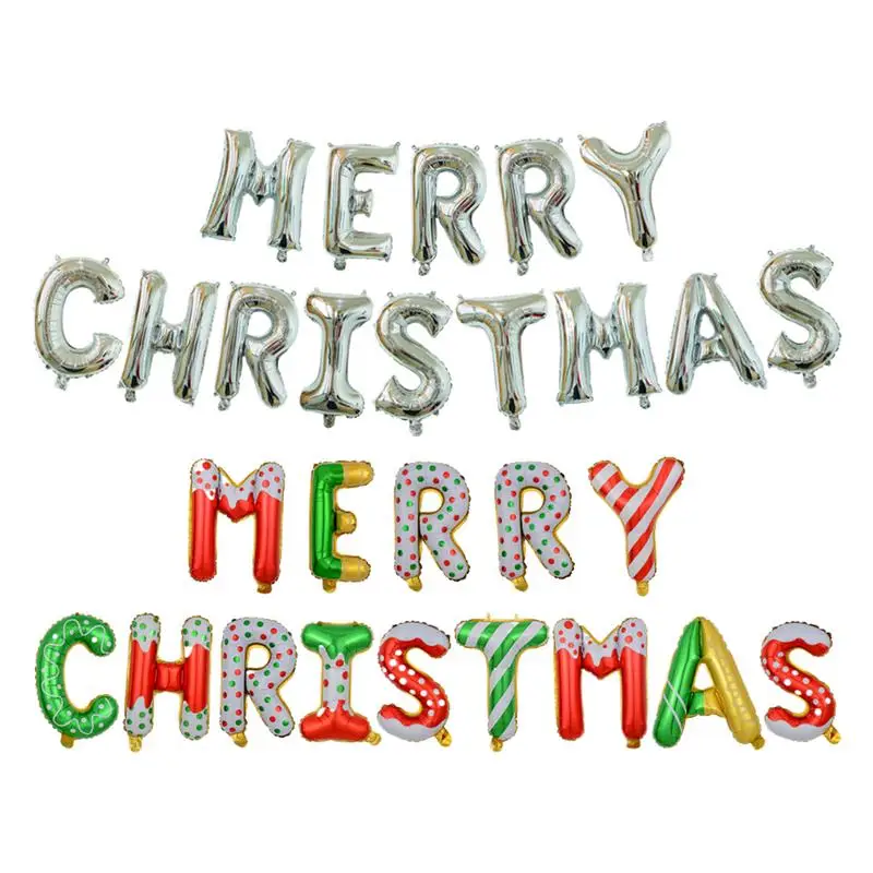 14 pezzi Buon Natale Palloncini Foil Capodanno Festivo Palloncino Banner Sfondo Decorazione Appeso Lettera Aria Globos Ornamento di Natale