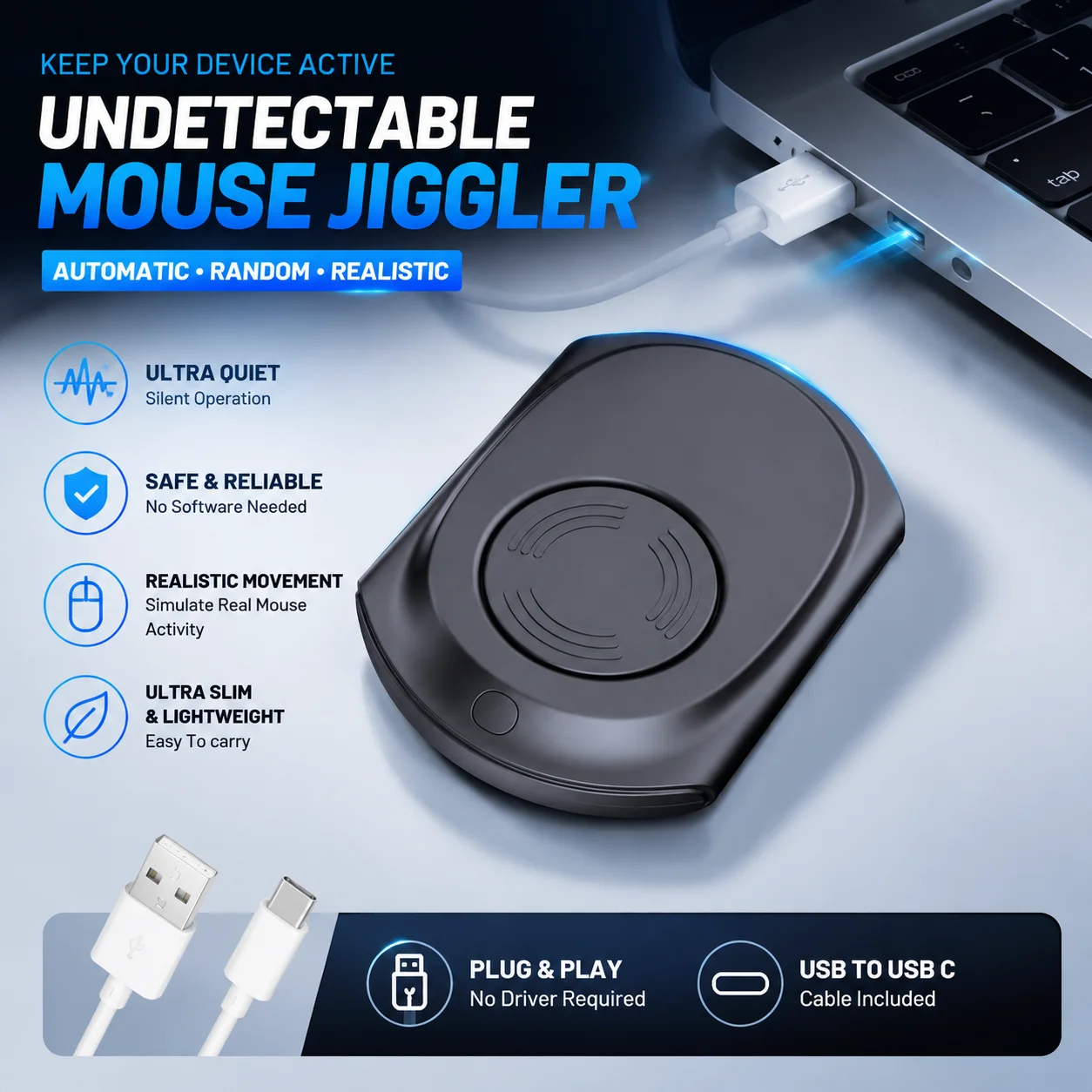 Auto Mouse Mover - Mouse Mover-apparaat Niet-detecteerbaar Ultradunne, geruisloze automatische