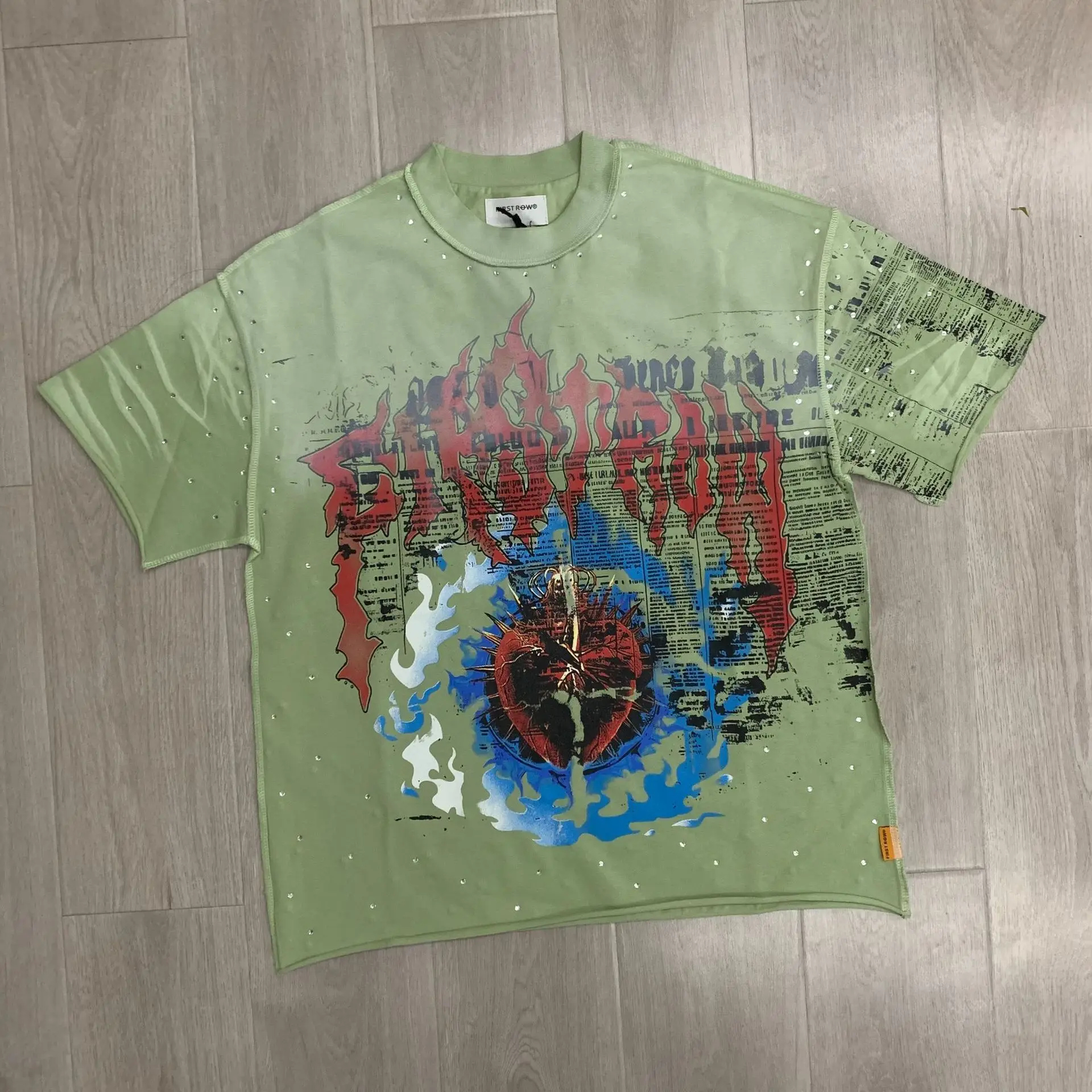 First Row Sacred Heart Cropped Tee - Los Angeles Streetwear - Short Sleeve T-Shirt For Men and Women
