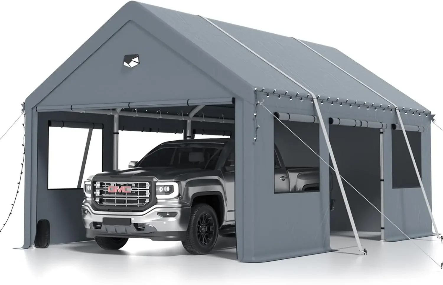 

Carports 10X16 Heavy Duty，Portable Car Port Garage，Carport Canopy With Side Doors，Outdoor Car Shelter All Weather,Gray,customiza