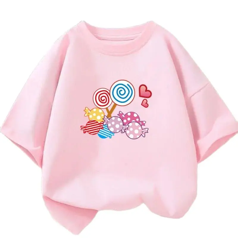 Girl Shirt Candy Lollipop Sweet T Shirts Girl Clothes Outfit Kids Tops Baby Girl Clothes T-shirts Child Clothing