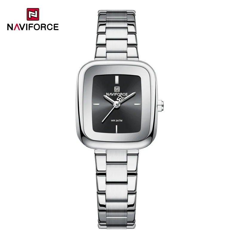 NAVIFORCE Fashion Watches for Women Waterproof Stainless Steel Ultra Light Stylish Unique Square Simple Girls' Clock Daily Wear