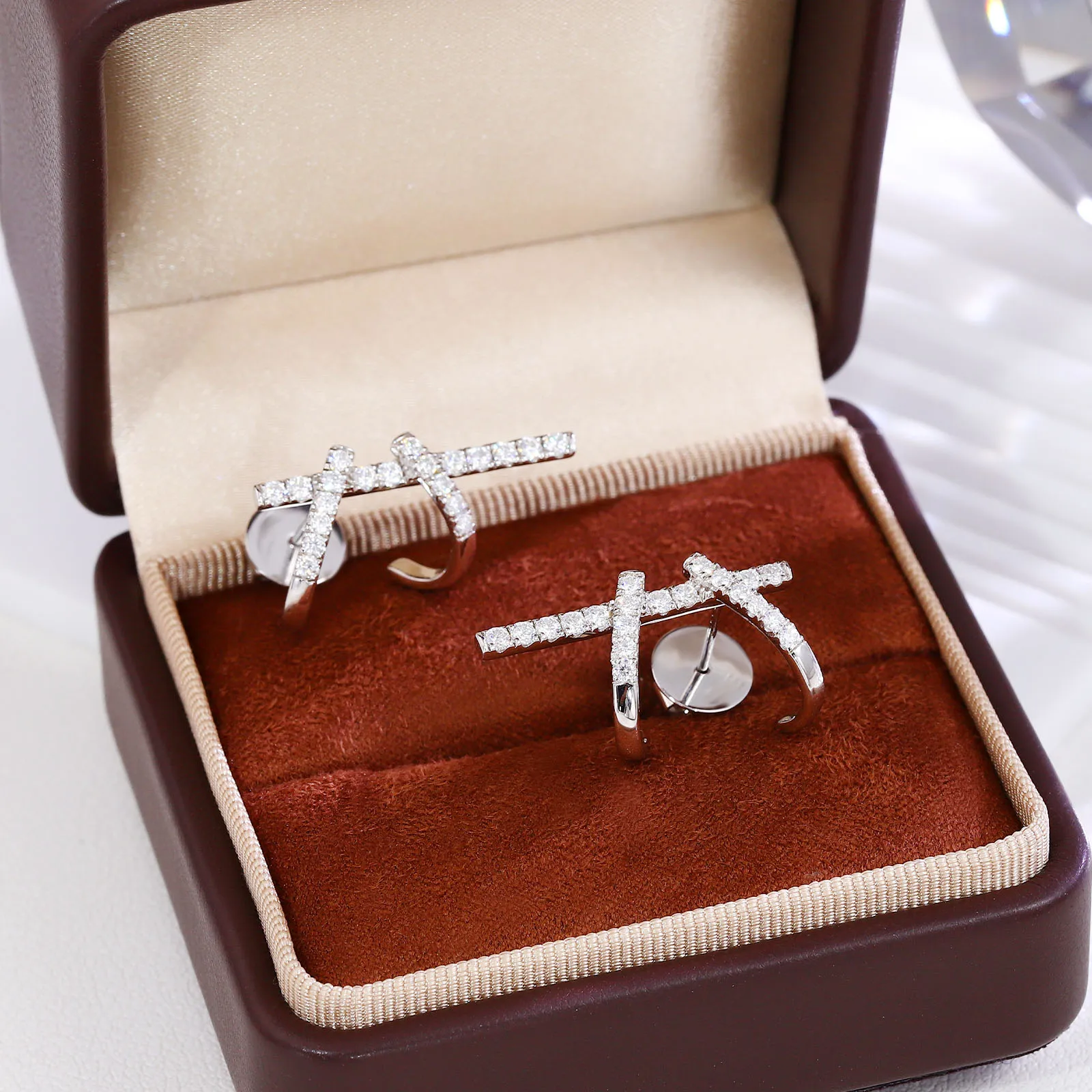 

Provence Fashion Double Dager Earrings 10KGold DEF/VS Lab Diamond Women Wedding Earring Stud Everyday Fine Party jewelry Custom