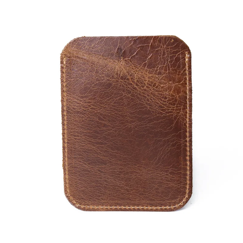 Funda de cuero genuino de vaca para hombre, tarjetero Delgado, Mini billetera portátil Simple para hombre, bolsa Vintage para tarjetas