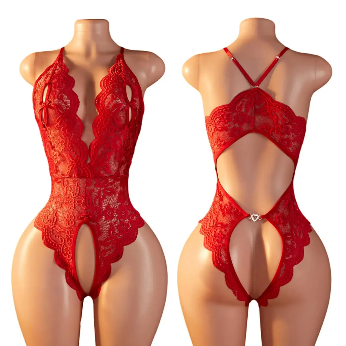 New Hot Plus Size Sexy Lingerie Women's Open Crotch Underwear Pajamas Lace Transparent Dress Erotic Sex Clothes Babydoll
